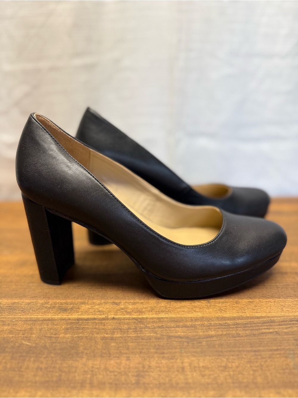 Naturalizer Berlin Black Platform Block Heel Pumps Size 9.5W Comfort Work Shoes